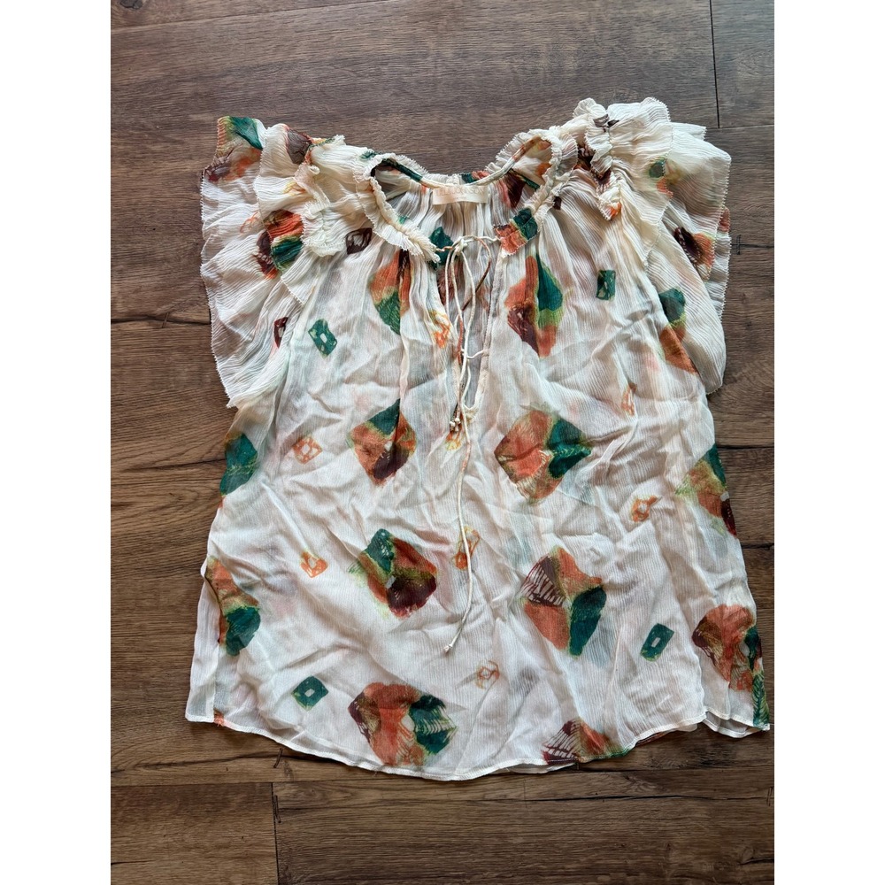 Ulla Johnson Silk Ruffled Tie Neck Blouse‎ Top Size 6